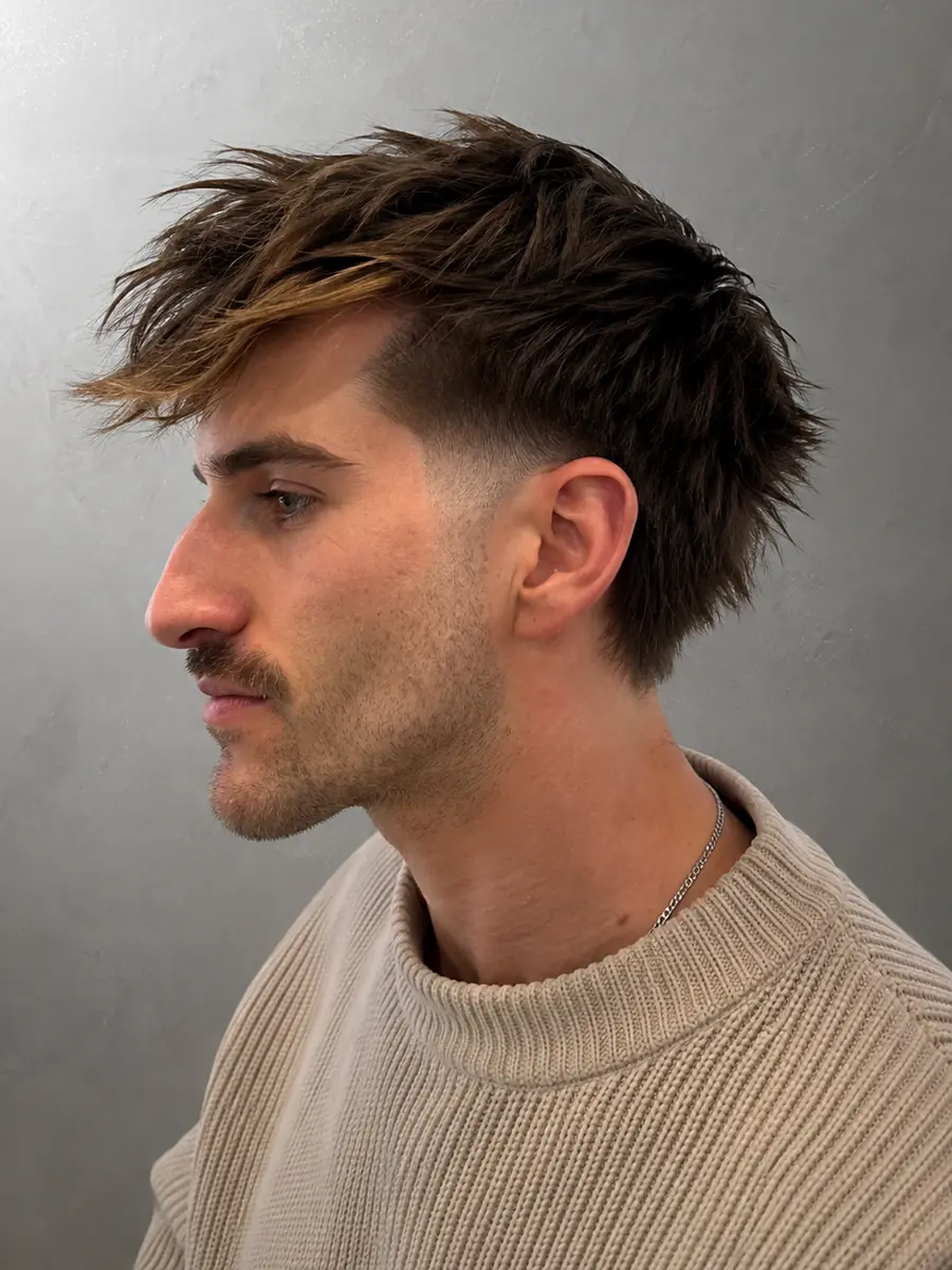 Corte masculino texturizado con fade